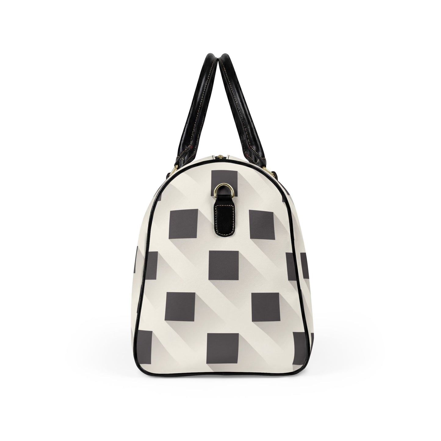 Geometric Monochrome Faux Leather Travel Duffel Bag