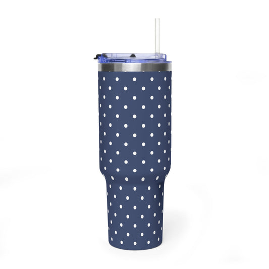 40 oz Stainless Steel Tumbler with Straw & Handle