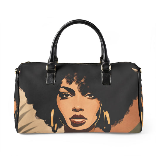 Afro Art Travel Bag | Vegan Leather Weekender Duffel with Statement Print (Carry-On, Gym, Overnight Bag)