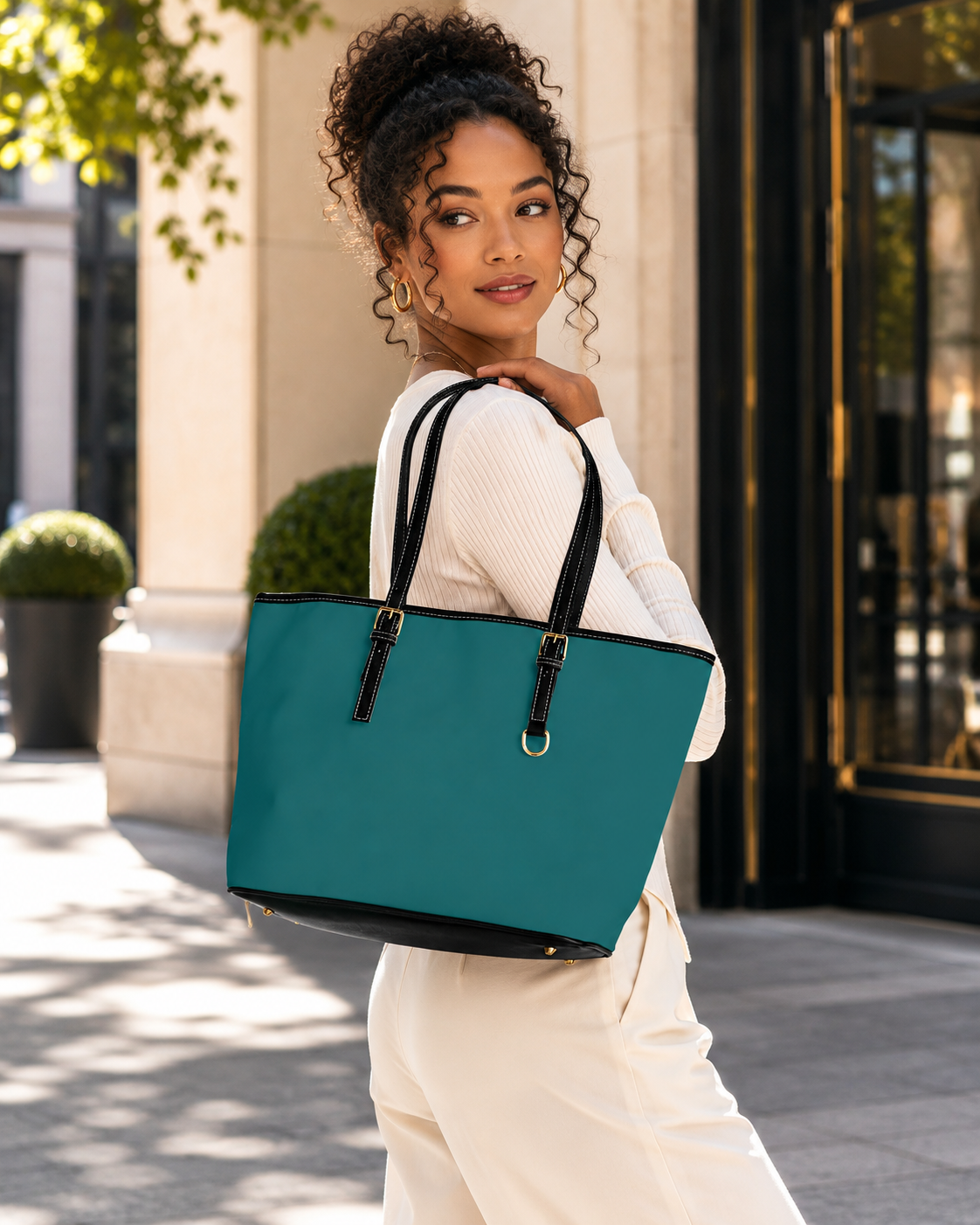 Green Vegan leather Tote for Everyday Chic