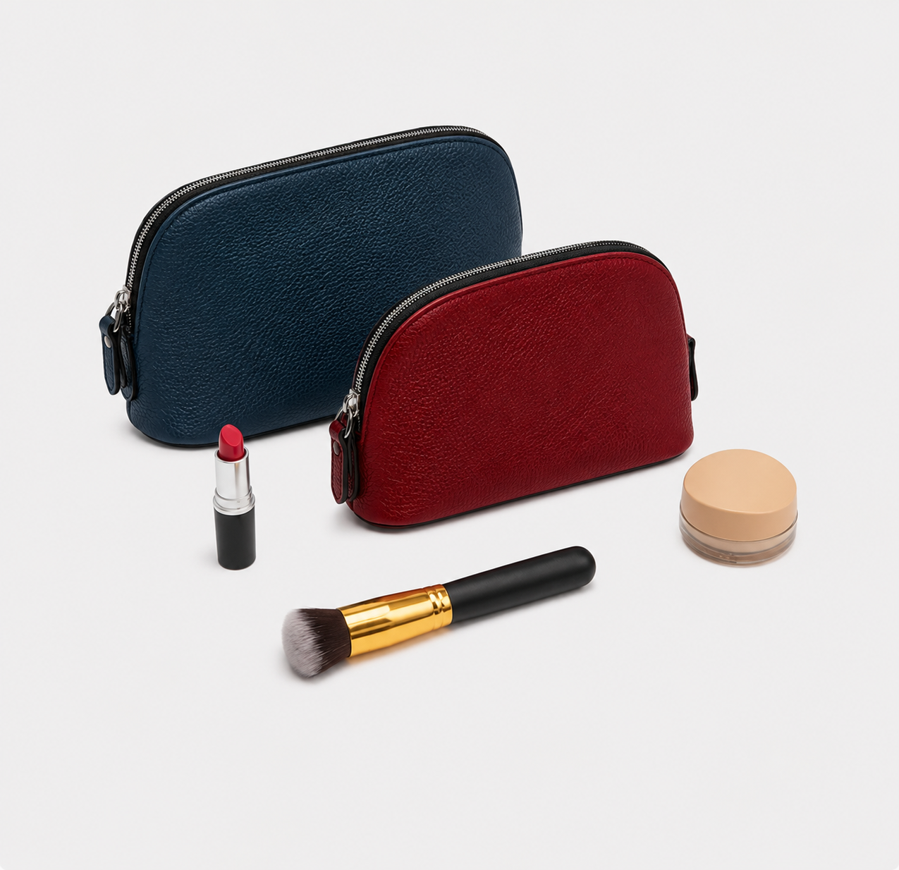 Leather Makeup Bag | Nappa Leather Cosmetic Pouch | Luxury Travel