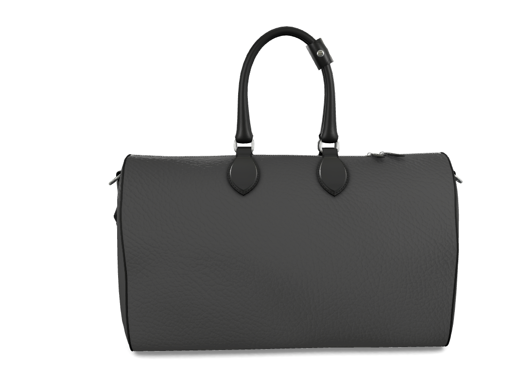 Charcoal Genuine Leather Barrel Duffle Bag | Luxury Textured Carry-On Weekender