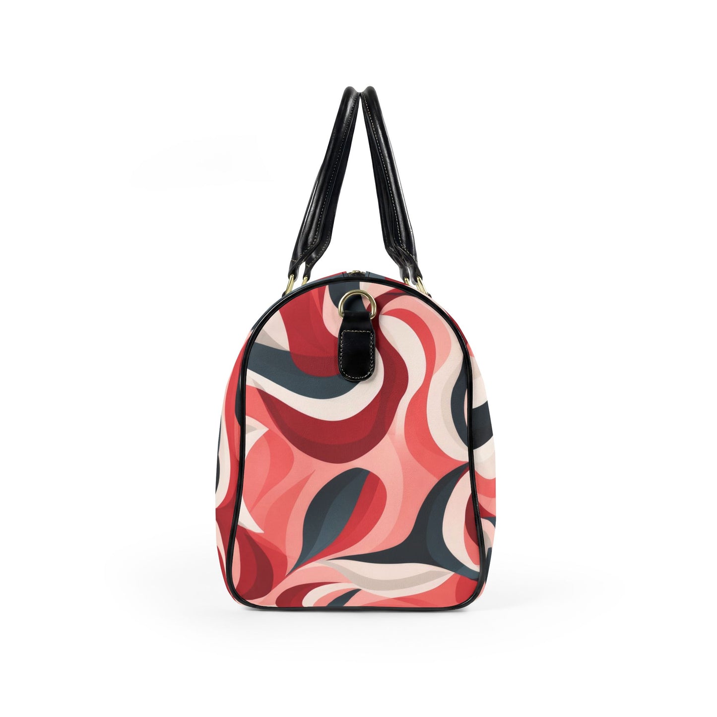 Seventies inspired red swirled Travel Bag | Vegan Leather Weekender Duffel with Statement Print (Carry-On, Gym, Overnight Bag)