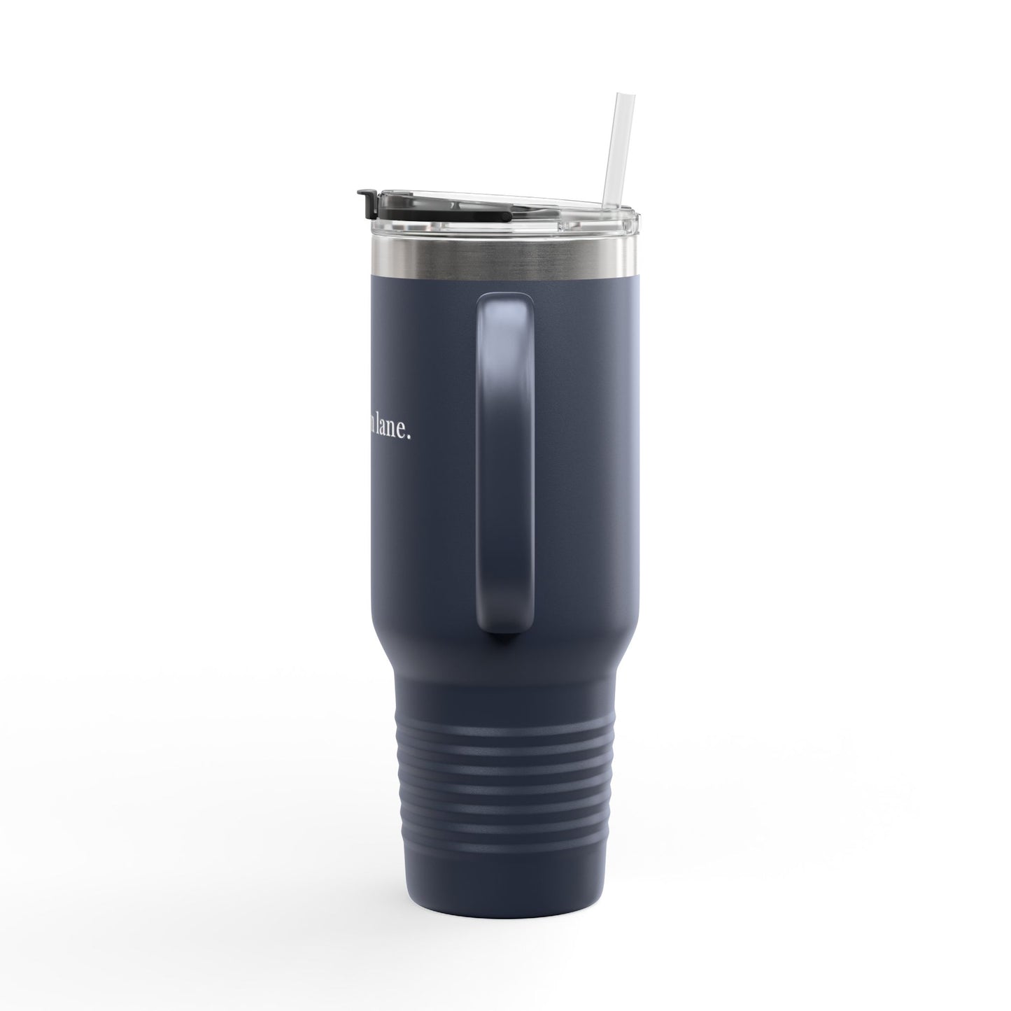 Insulated Travel Mug 40oz – 'in my own lane.' Red Stainless Tumbler with Straw & Handle