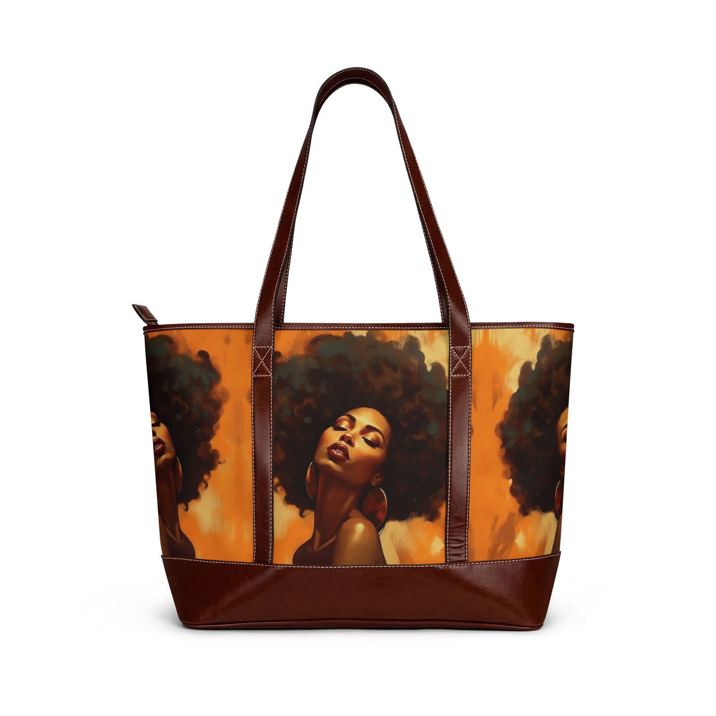 Crowned Essence Tote Bag – Golden Glow Edition | Afro Art Fashion Tote for Women