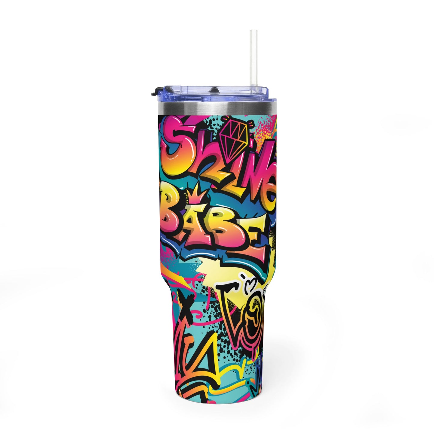 40 oz Stainless Steel Tumbler with Straw & Handle