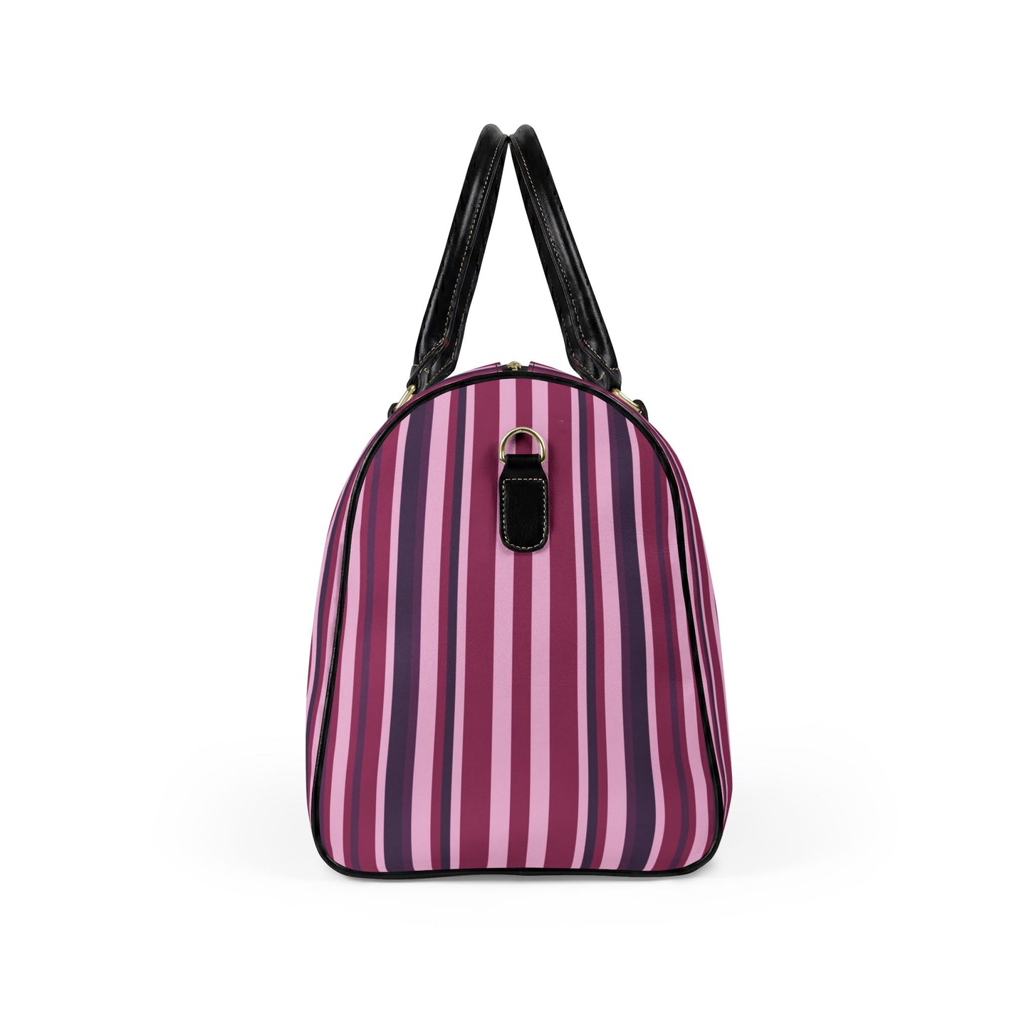 Pink and Purple Striped Travel Bag | Vegan Leather Weekender Duffel with Statement Print (Carry-On, Gym, Overnight Bag)