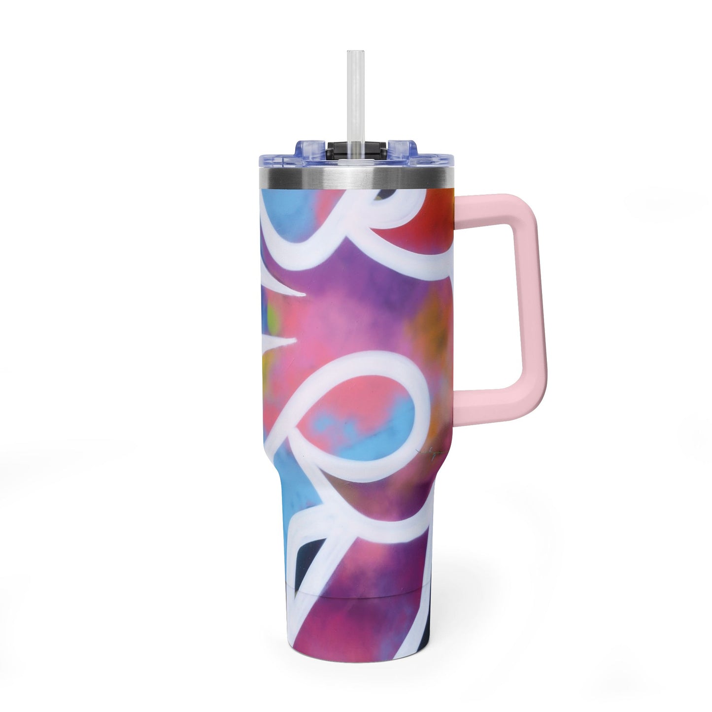 40 oz. Swirl Pattern Thermal Tumbler  Red Retro Abstract Travel Cup