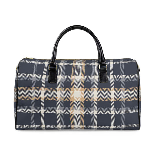 Gold and Blue Vegan Leather Travel Bag — Weekend Duffle