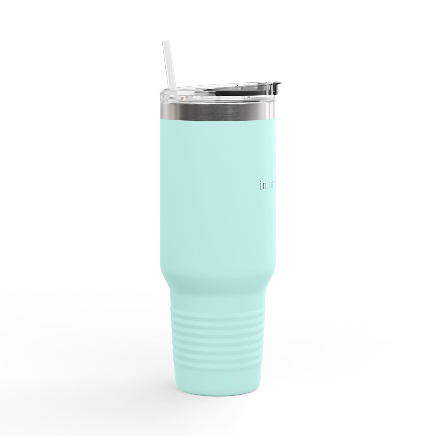 Insulated Travel Mug 40oz – 'in my own lane.' Red Stainless Tumbler with Straw & Handle