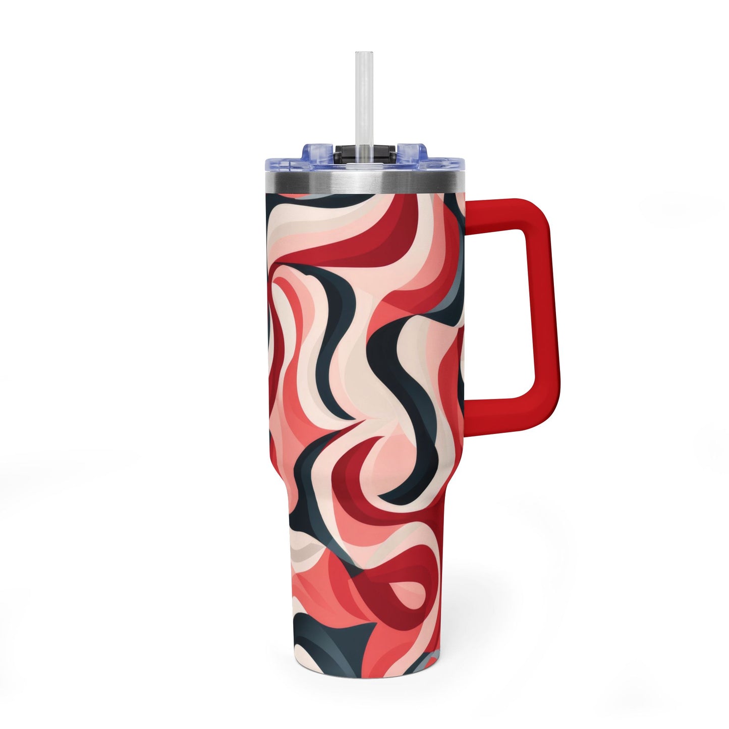 40 oz. Swirl Pattern Thermal Tumbler  Red Retro Abstract Travel Cup