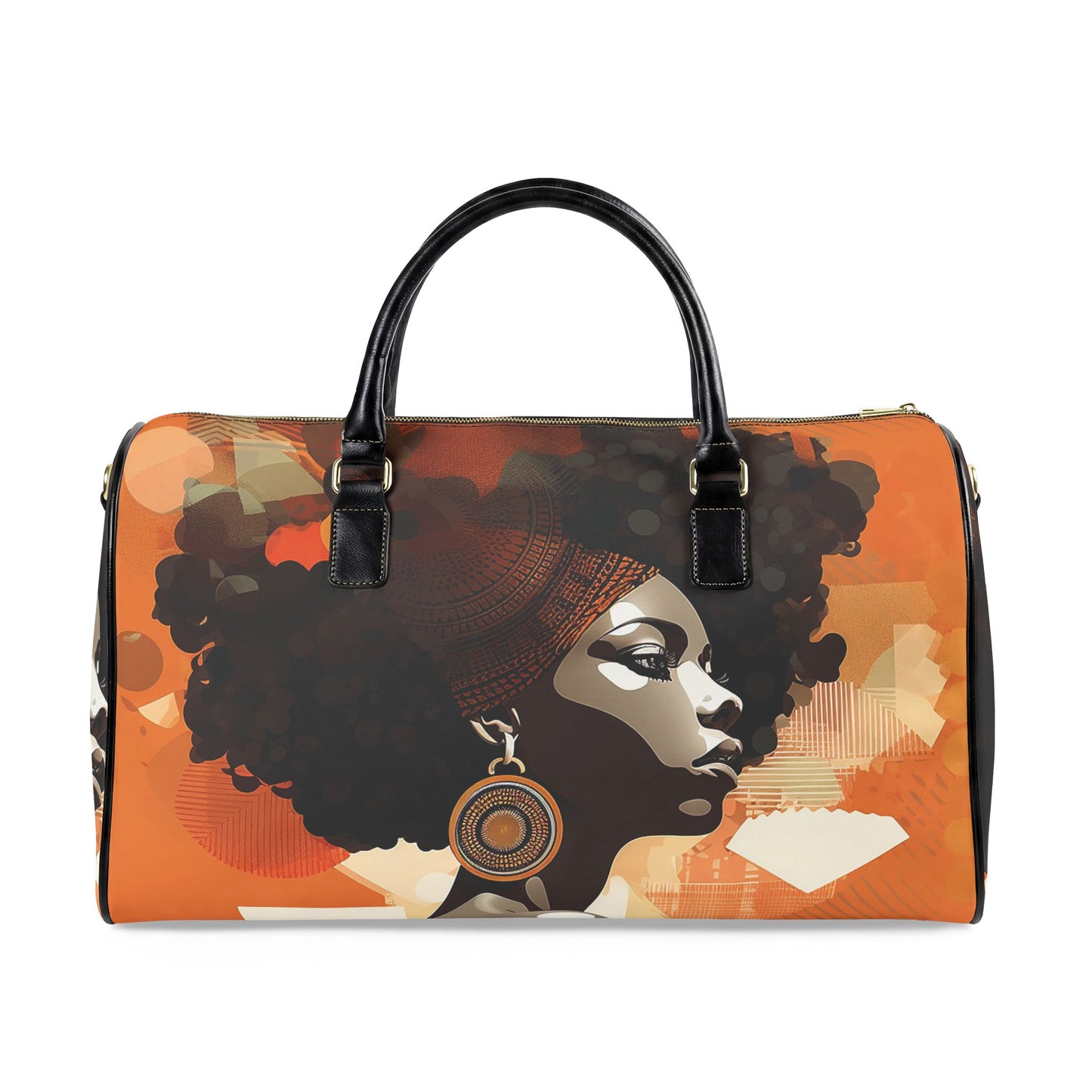 Afro Art Travel Bag | Vegan Leather Weekender Duffel with Statement Print (Carry-On, Gym, Overnight Bag)