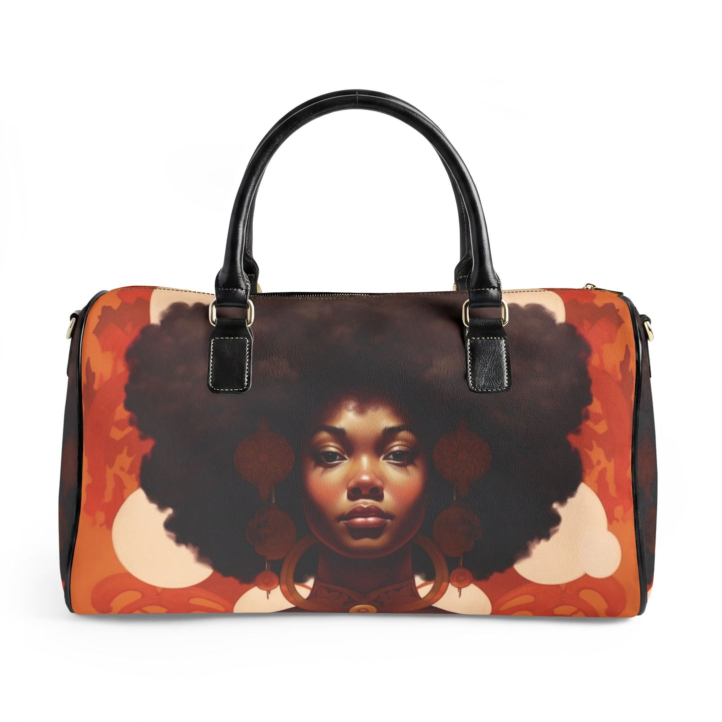 Afro Art Travel Bag | Vegan Leather Weekender Duffel with Statement Print (Carry-On, Gym, Overnight Bag)