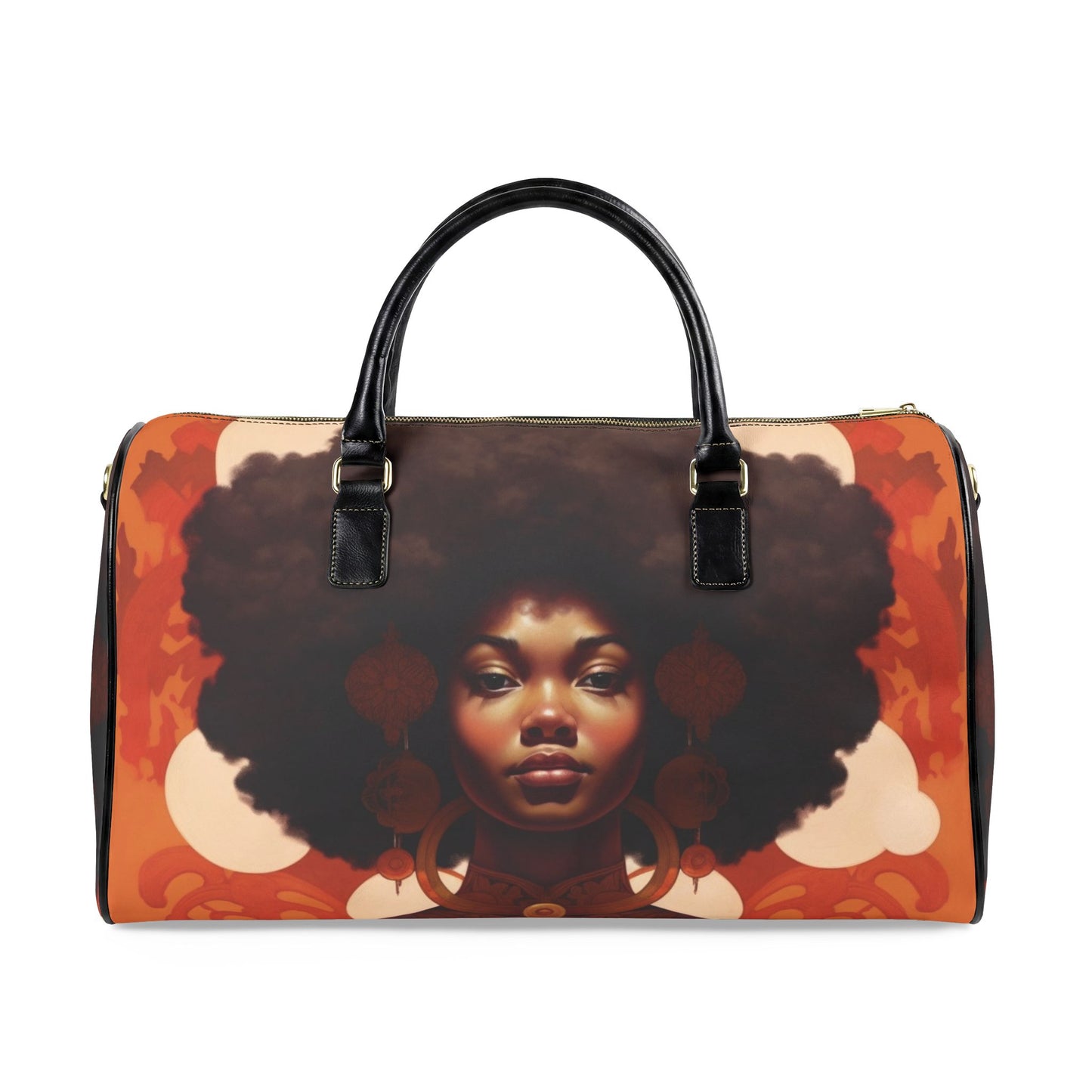 Afro Art Travel Bag | Vegan Leather Weekender Duffel with Statement Print (Carry-On, Gym, Overnight Bag)
