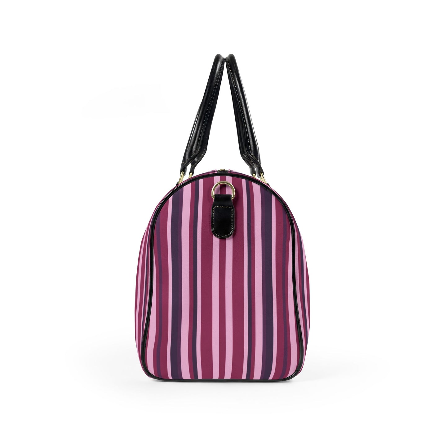 Pink and Purple Striped Travel Bag | Vegan Leather Weekender Duffel with Statement Print (Carry-On, Gym, Overnight Bag)