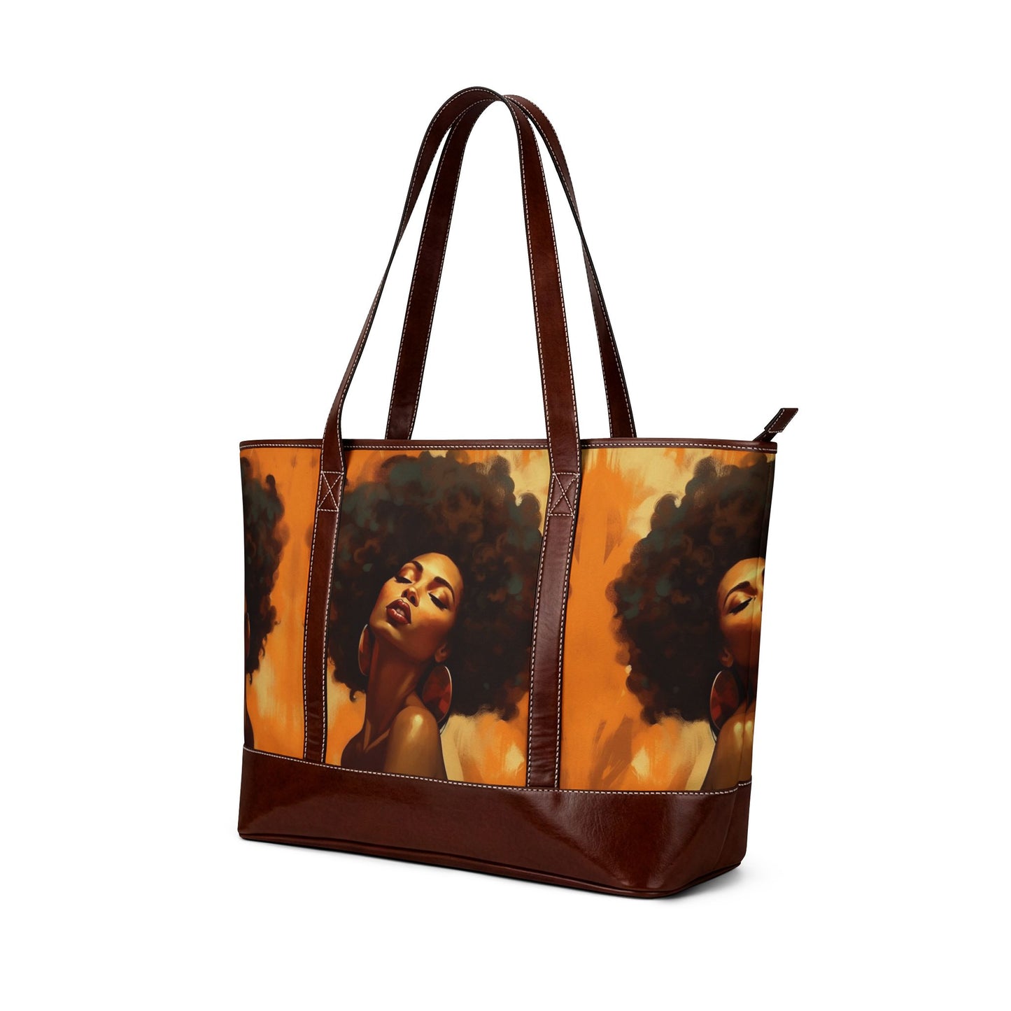 Crowned Essence Tote Bag – Golden Glow Edition | Afro Art Fashion Tote for Women