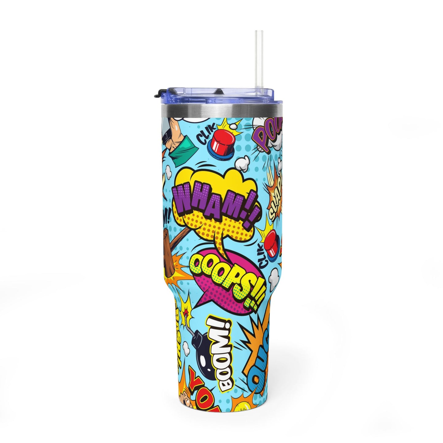 40 oz Stainless Steel Tumbler with Straw & Handle
