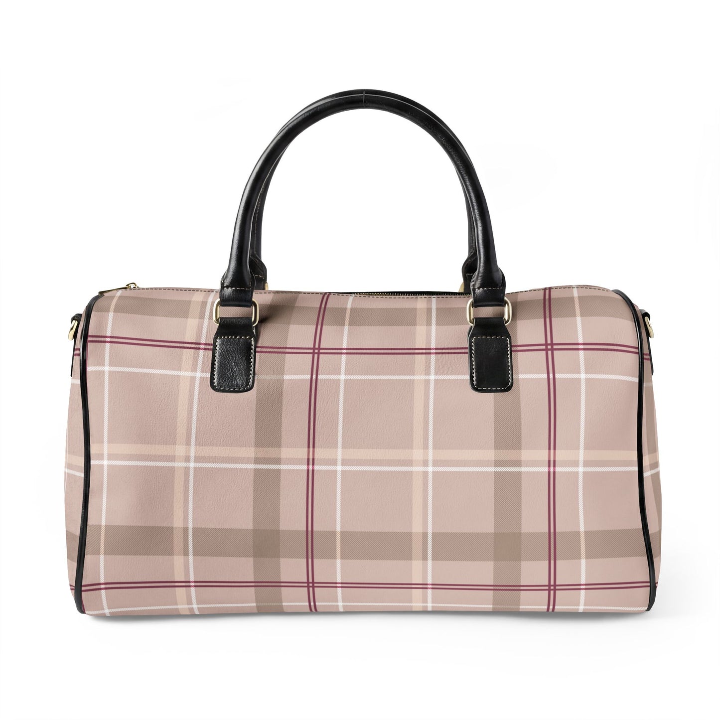 Signature Plaid Vegan Leather Travel Bag — Weekend Duffle