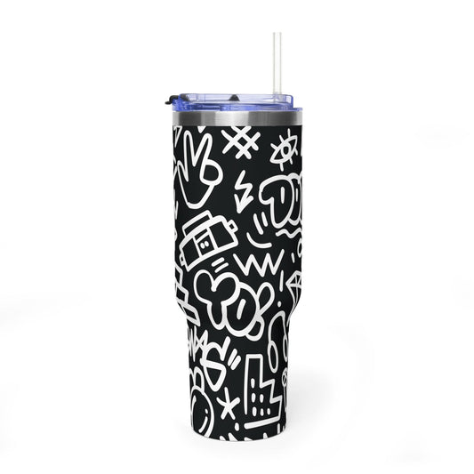 40 oz. Swirl Pattern Thermal Tumbler  Red Retro Abstract Travel Cup