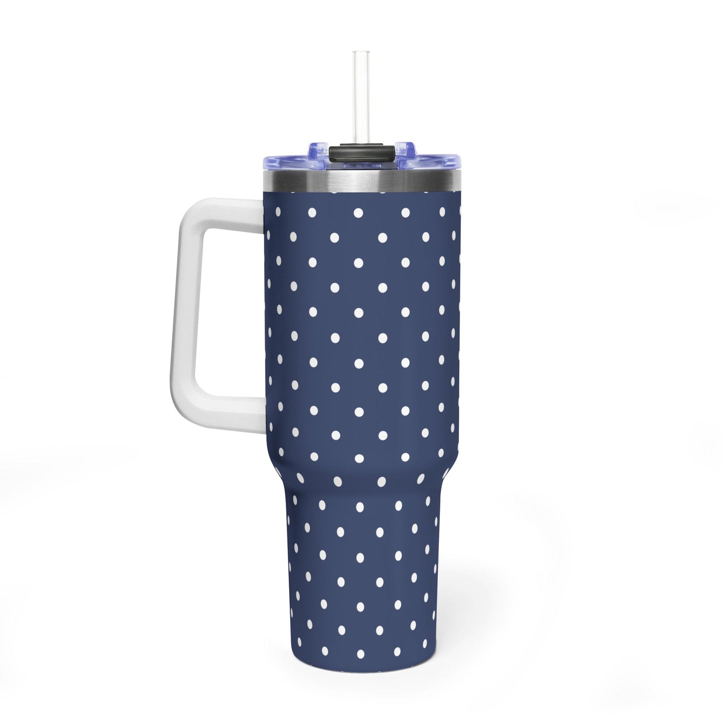 40 oz Stainless Steel Tumbler with Straw & Handle
