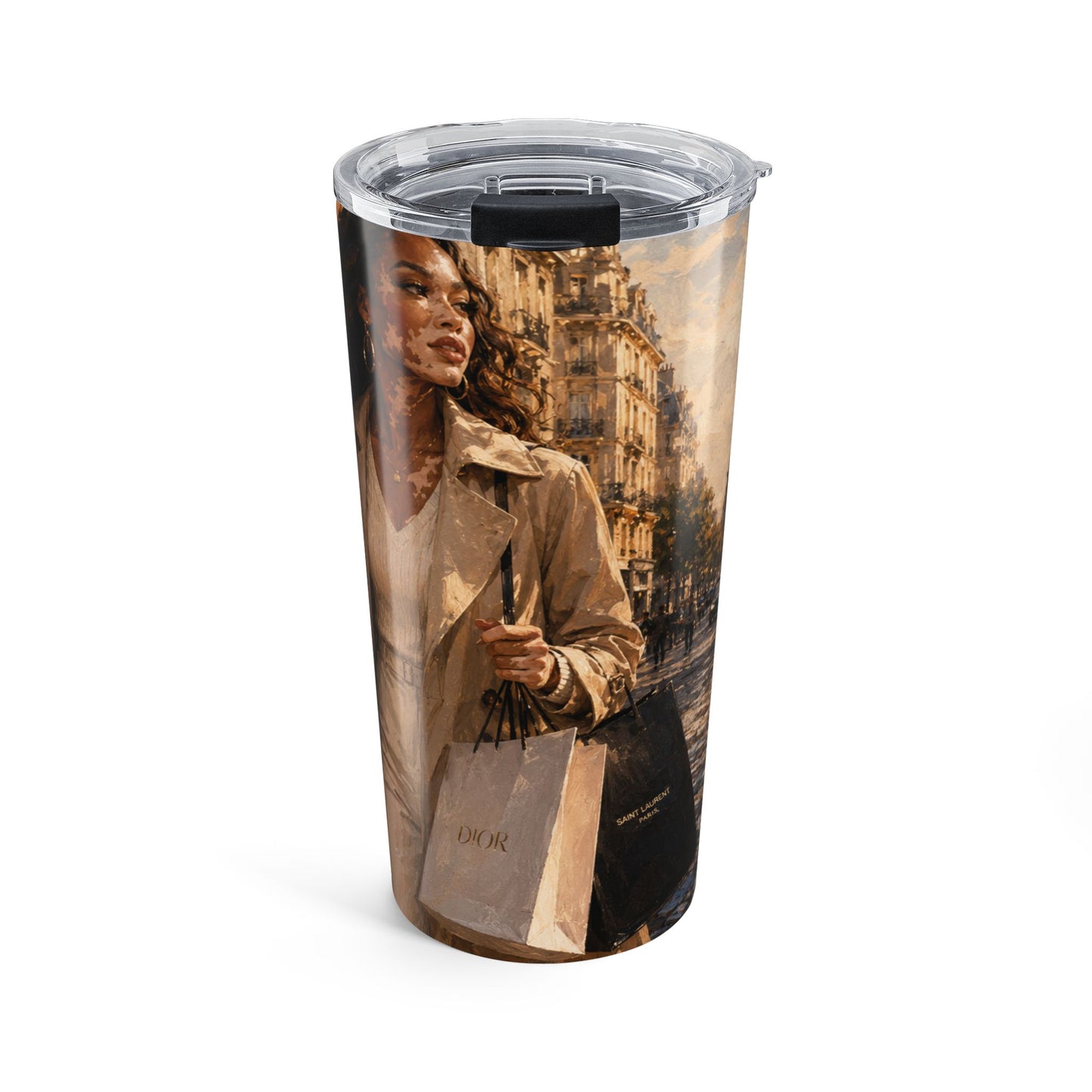 Postcards & Passports Travel Tumbler – Paris Stroll Edition - 20 oz Stainless Steel Coffee Tumbler