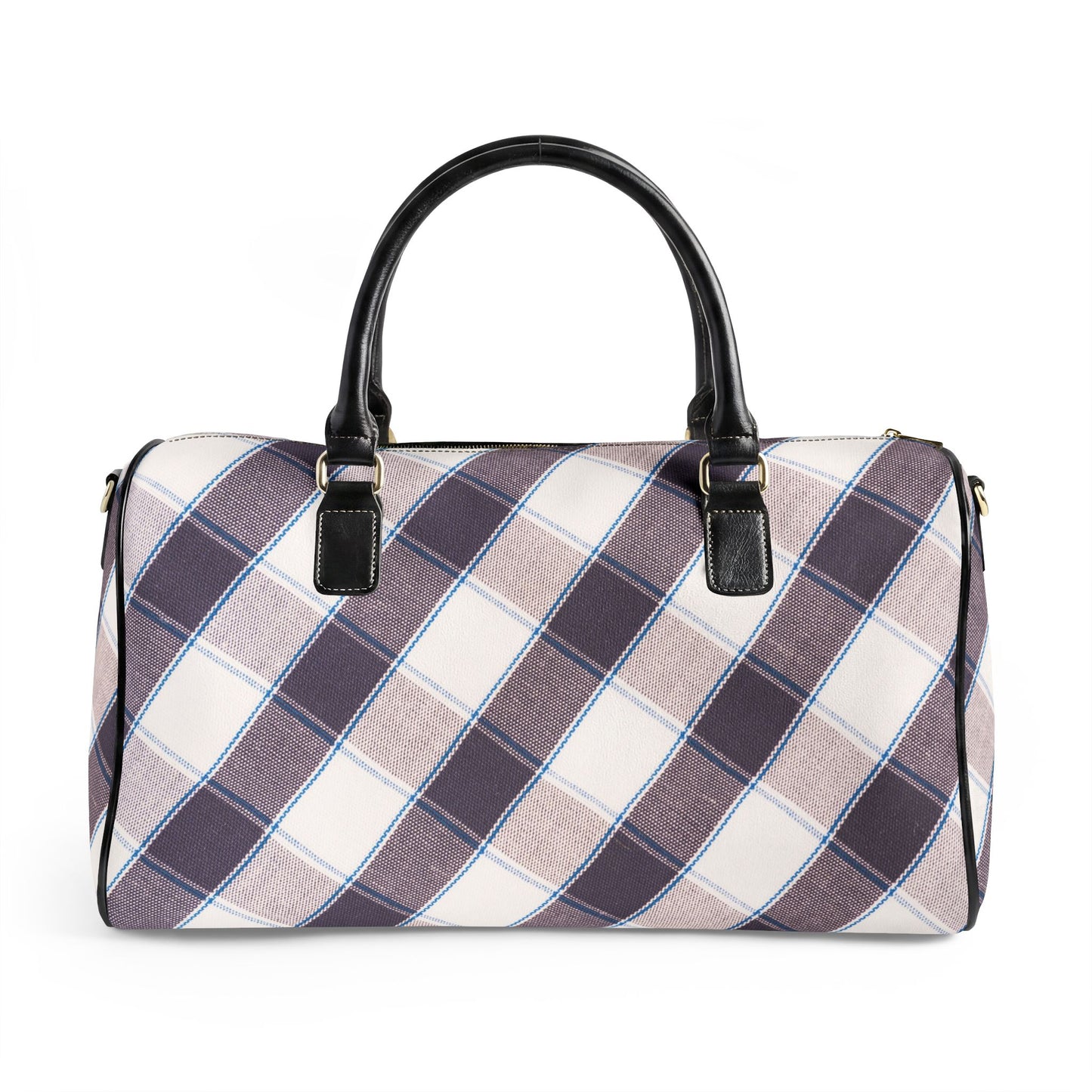 Black and Blush Striped Travel Bag | Vegan Leather Weekender Duffel with Statement Print (Carry-On, Gym, Overnight Bag)