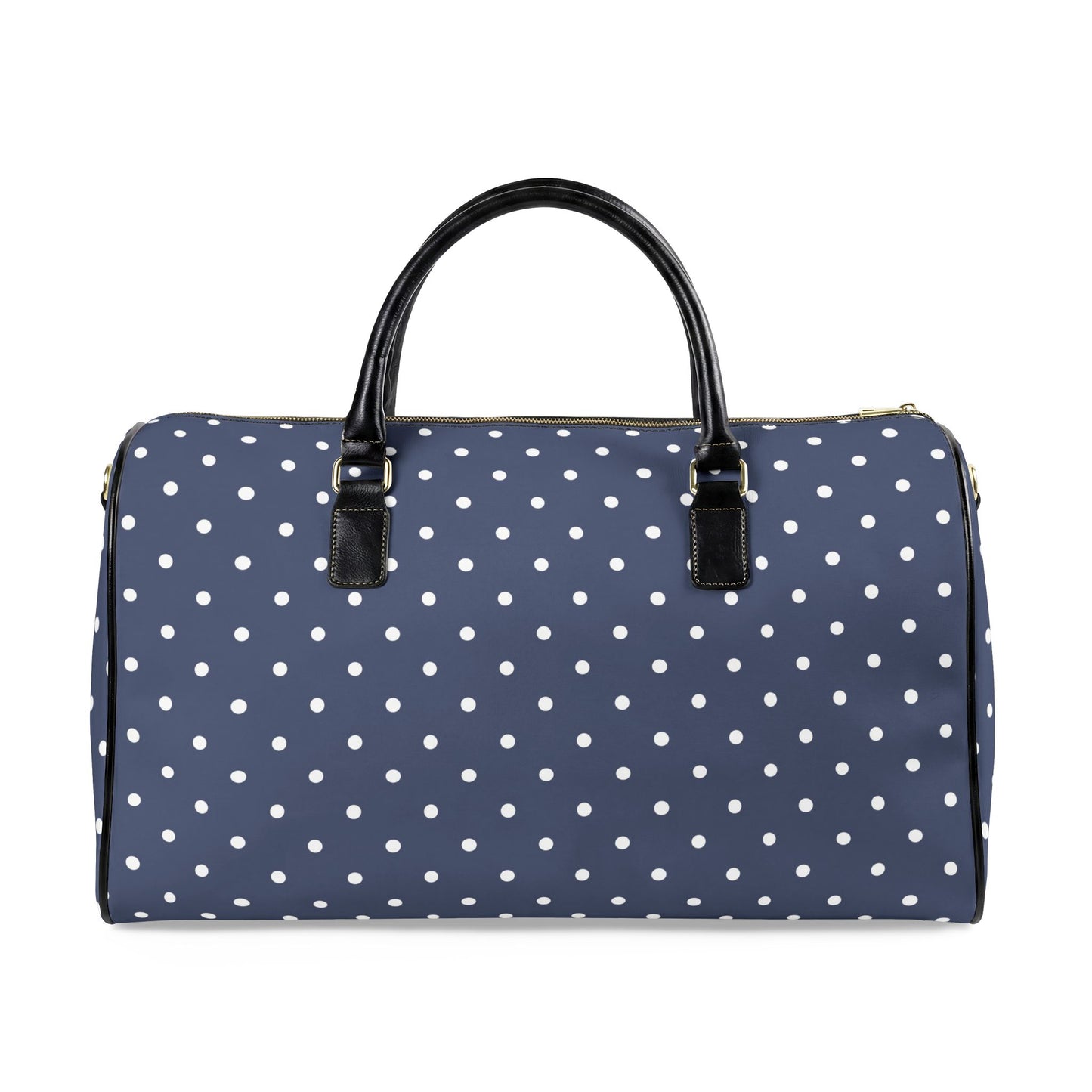 Navy Polka Dot Weekender Bag | Stylish Carry-On Travel Duffel for Women