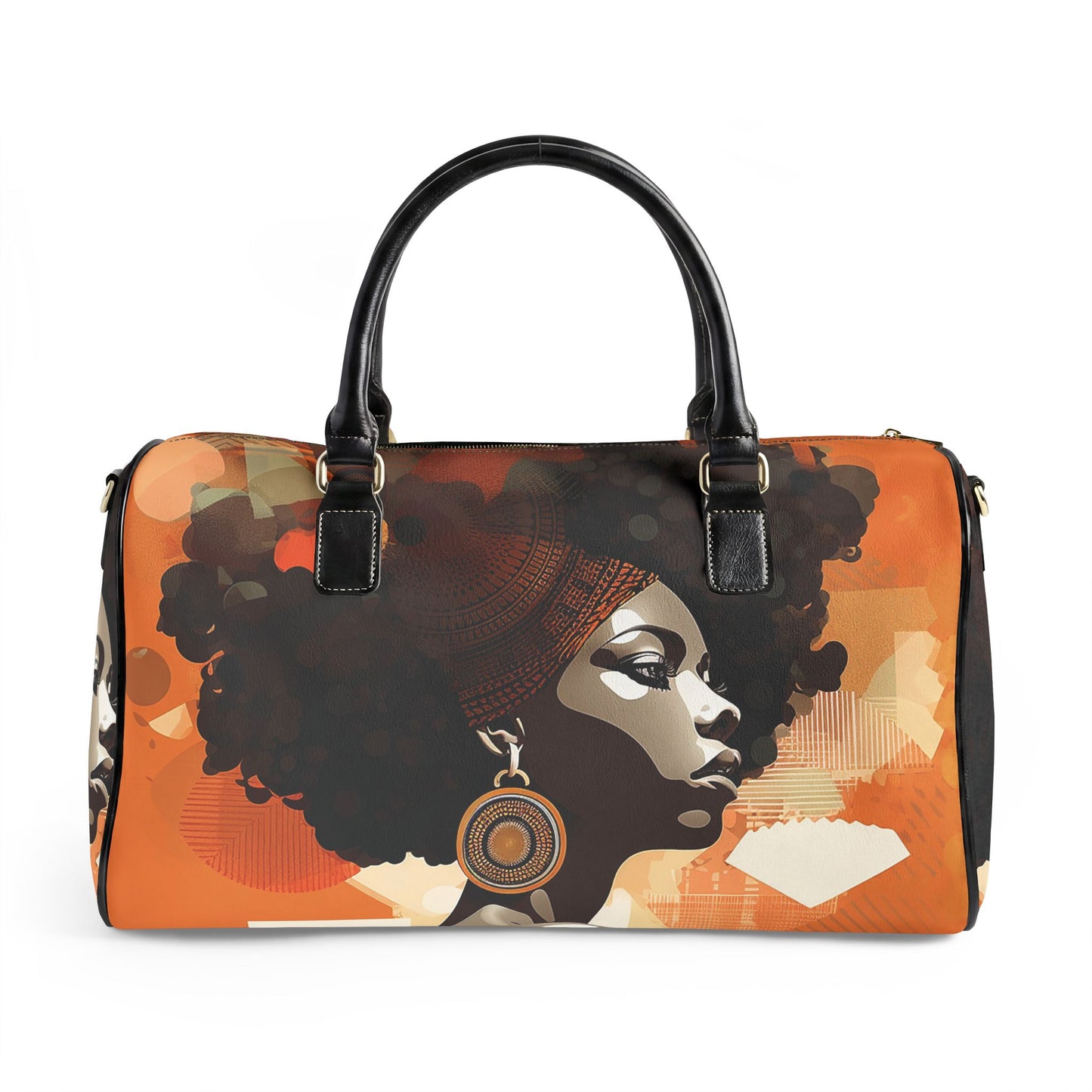 Afro Art Travel Bag | Vegan Leather Weekender Duffel with Statement Print (Carry-On, Gym, Overnight Bag)