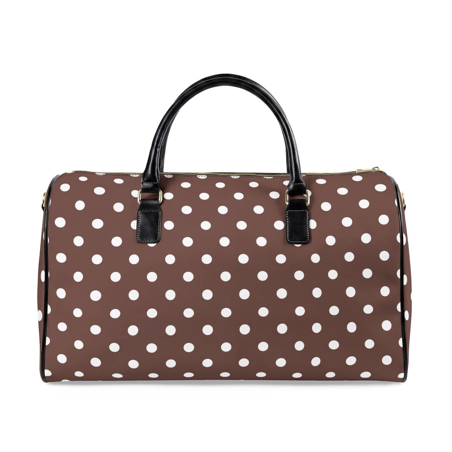 Brown Polka Dot Weekender Bag | Chic Overnight Travel Duffel | Minimalist Retro Travel Bag for Women