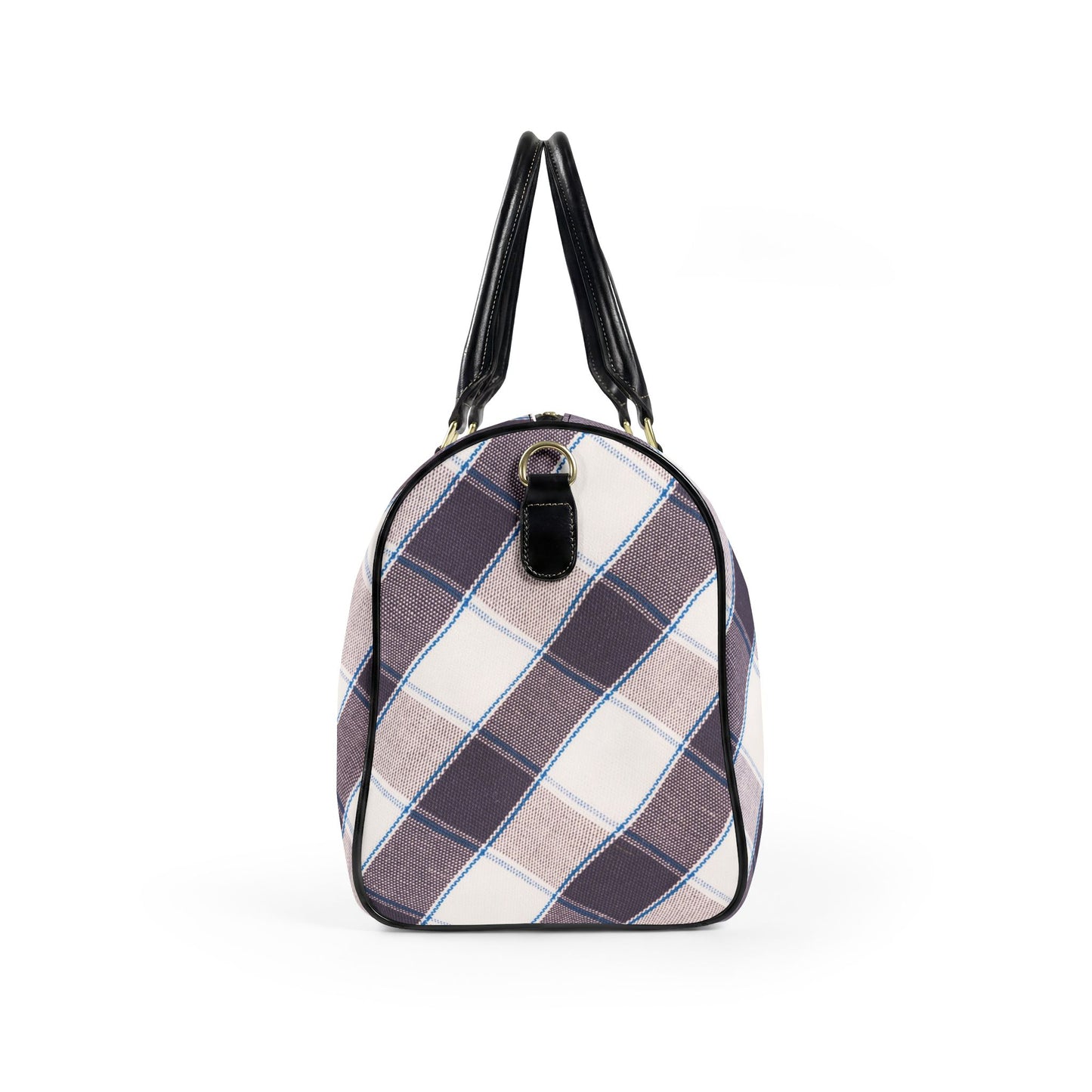 Black and Blush Striped Travel Bag | Vegan Leather Weekender Duffel with Statement Print (Carry-On, Gym, Overnight Bag)