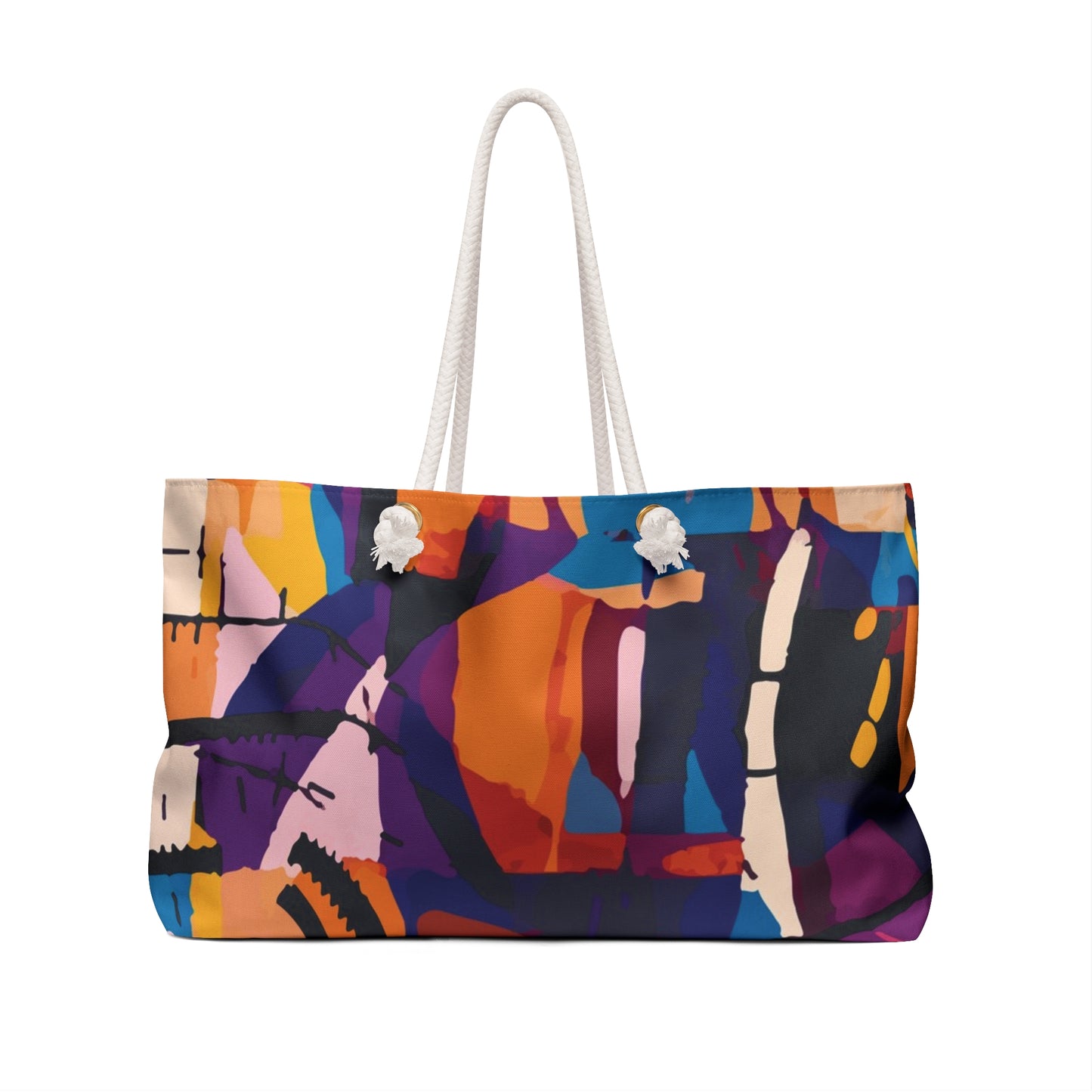 Abstract Art Beach Tote Bag | Colorful Oversized Travel Tote | Modern Statement Shoulder Bag for Women