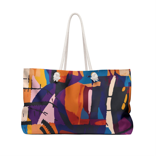 Abstract Art Beach Tote Bag | Colorful Oversized Travel Tote | Modern Statement Shoulder Bag for Women
