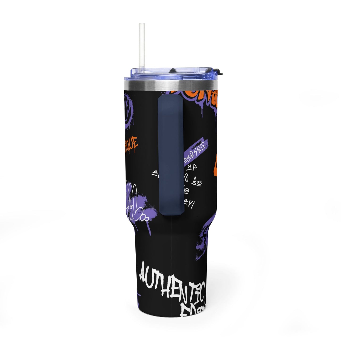 40 oz Stainless Steel Tumbler with Straw & Handle