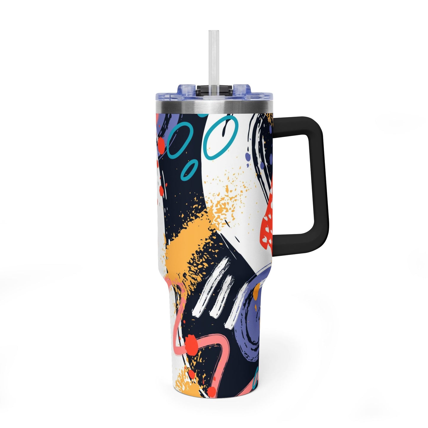 40 oz Stainless Steel Tumbler with Straw & Handle