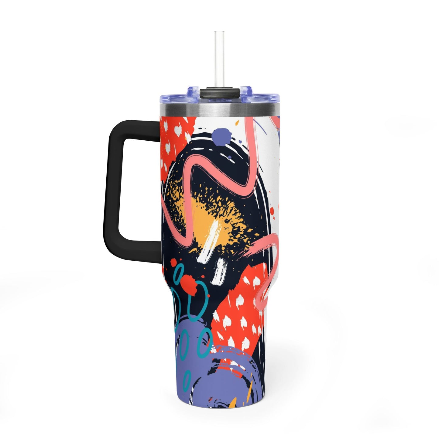 40 oz Stainless Steel Tumbler with Straw & Handle