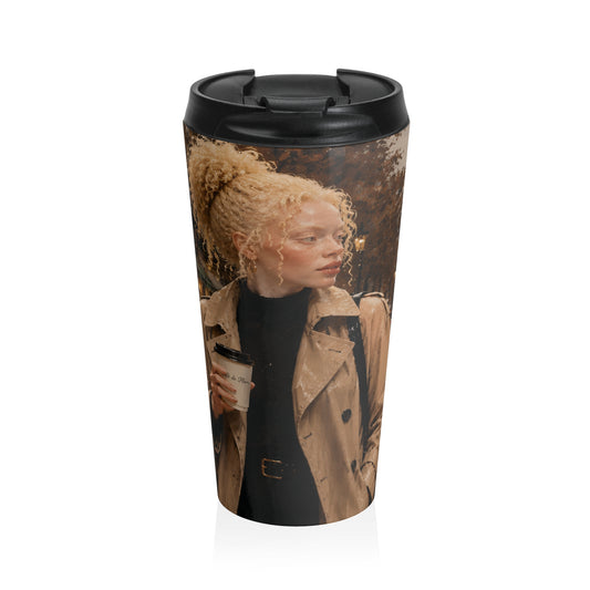 Rain Portrait Stainless Steel Travel Mug — Chic Coffee Tumbler for Commuters