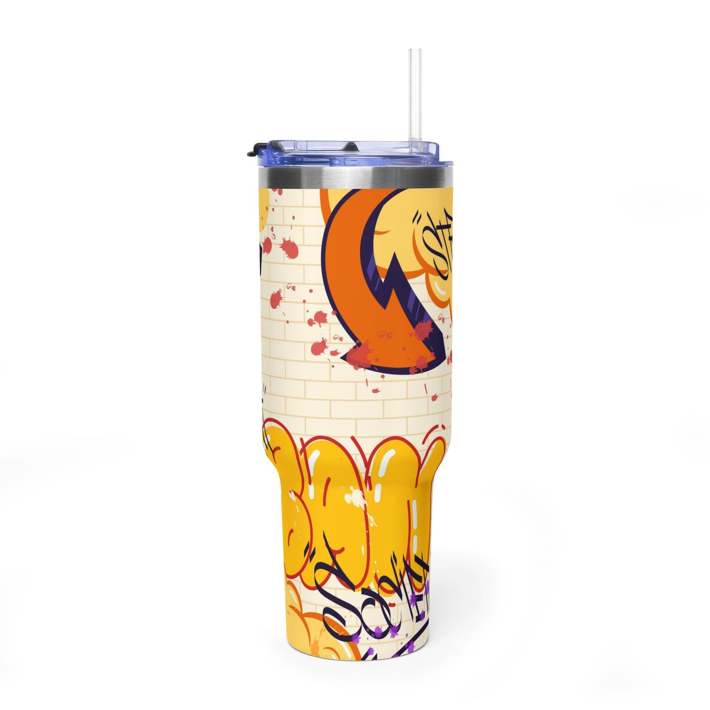 40 oz Stainless Steel Tumbler with Straw & Handle