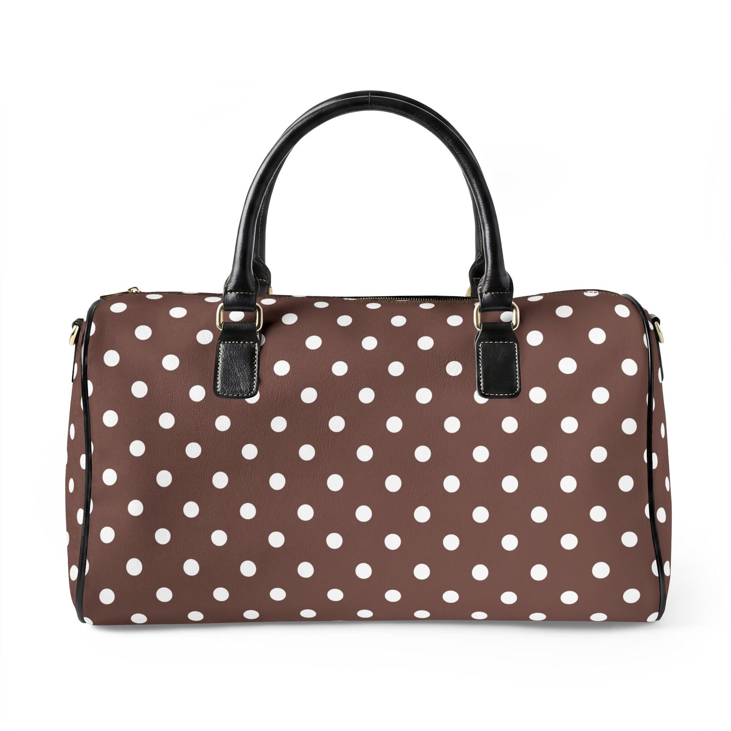 Brown Polka Dot Weekender Bag | Chic Overnight Travel Duffel | Minimalist Retro Travel Bag for Women