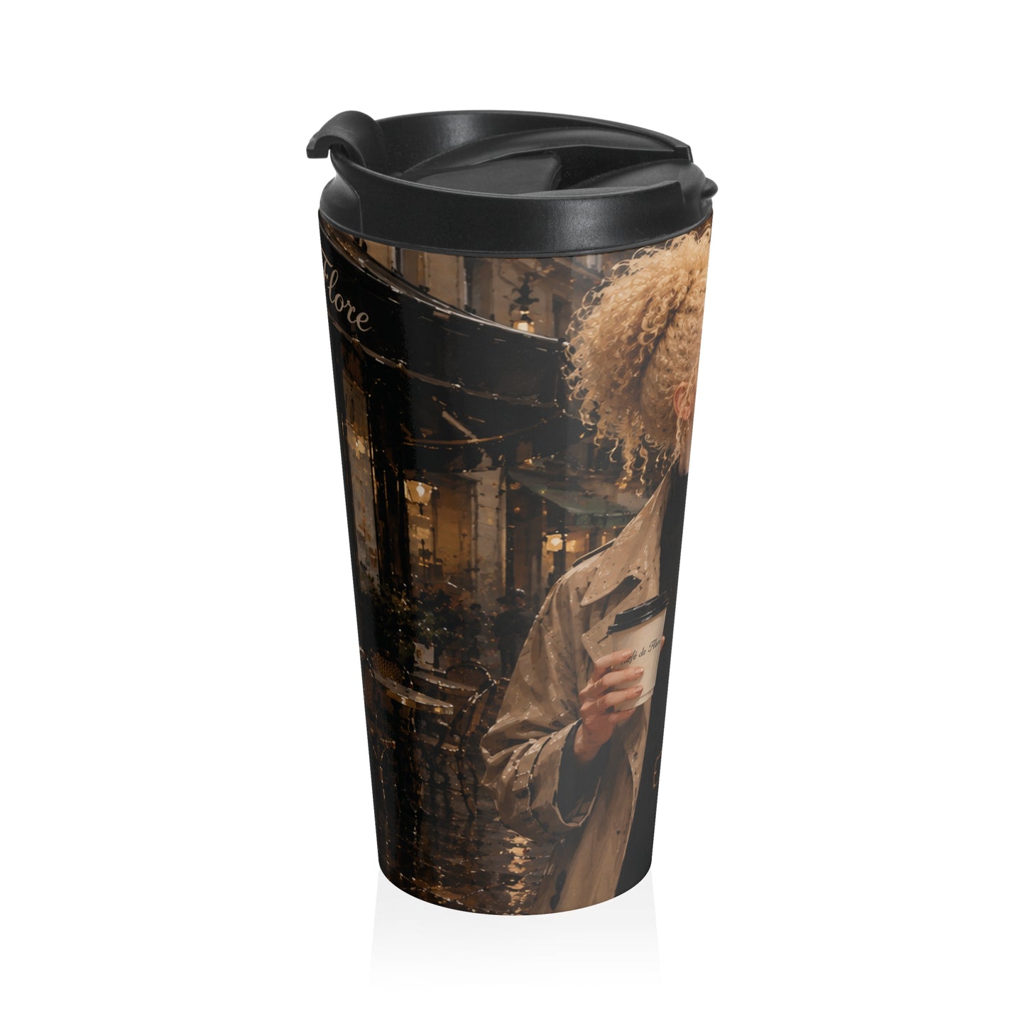 Rain Portrait Stainless Steel Travel Mug — Chic Coffee Tumbler for Commuters
