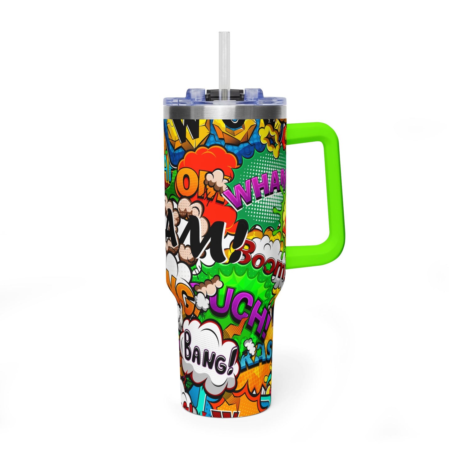 40 oz Stainless Steel Tumbler with Straw & Handle
