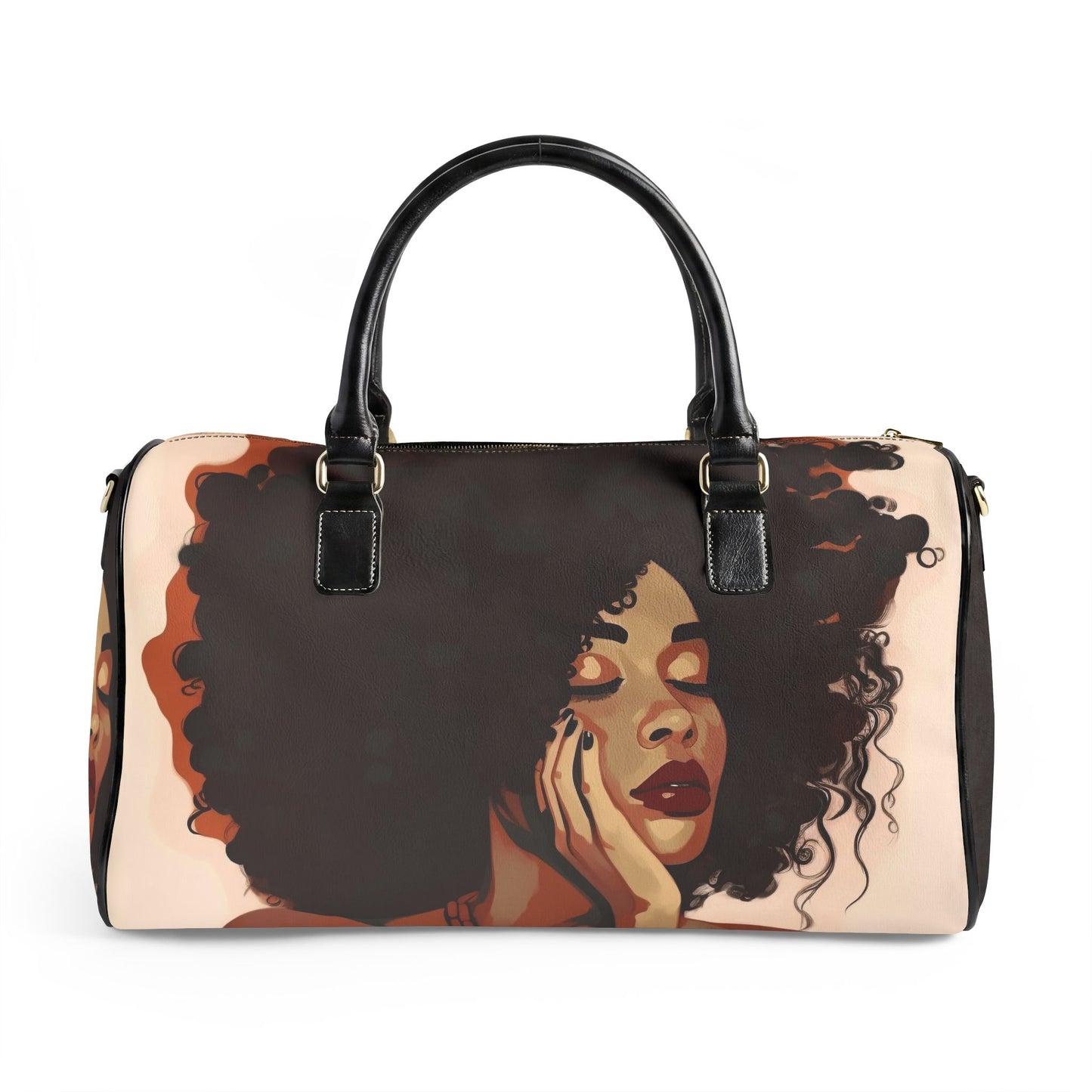 Afro Art Travel Bag | Vegan Leather Weekender Duffel with Statement Print (Carry-On, Gym, Overnight Bag)