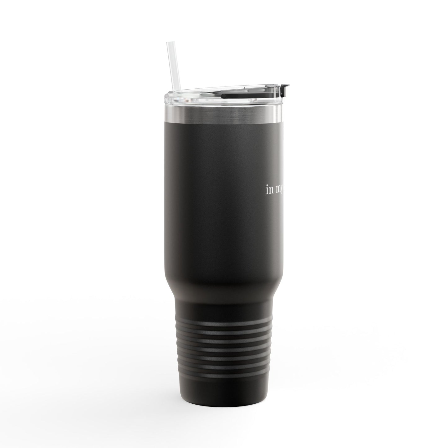 Insulated Travel Mug 40oz – 'in my own lane.' Red Stainless Tumbler with Straw & Handle