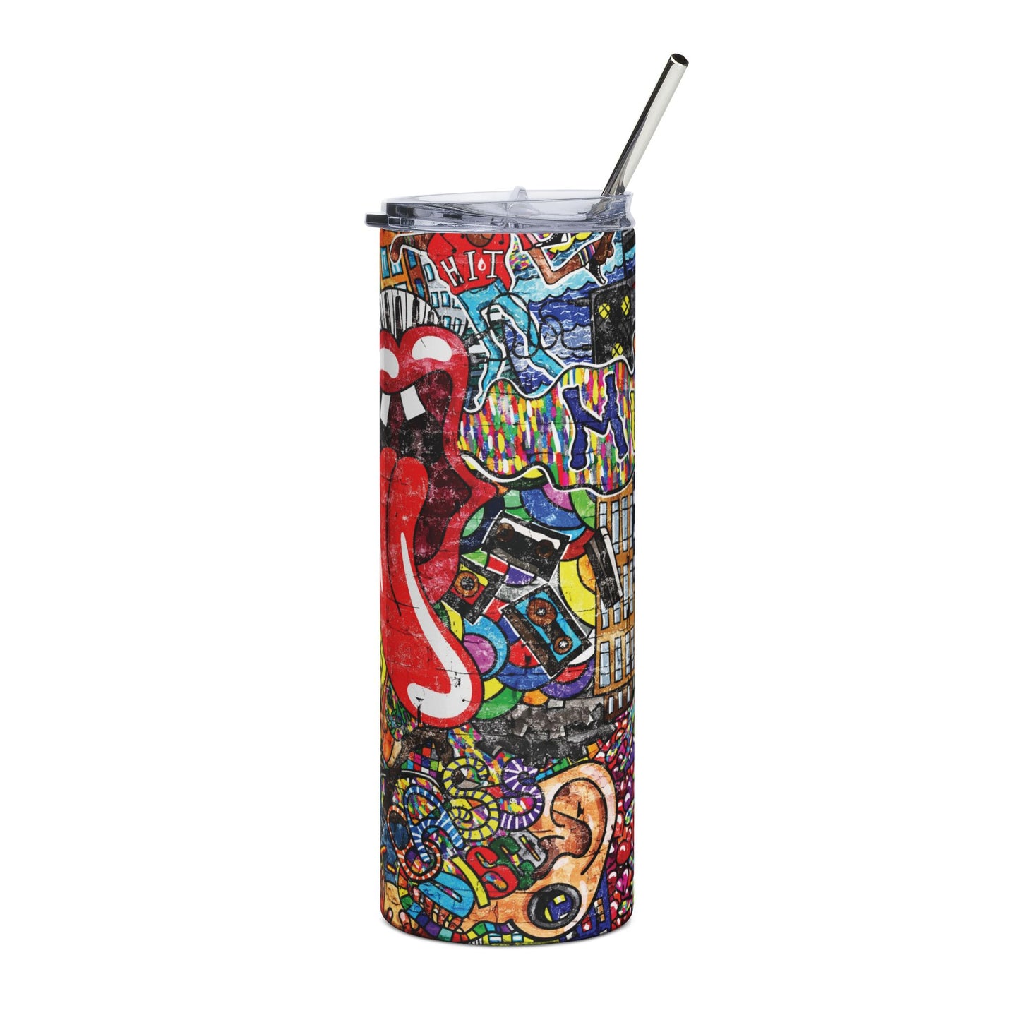 Graffitti 20 oz. Stainless Steel Water Tumbler with straw