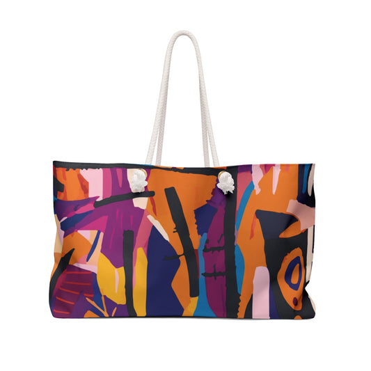 Abstract Art Beach Tote Bag | Colorful Oversized Travel Tote | Modern Statement Shoulder Bag for Women