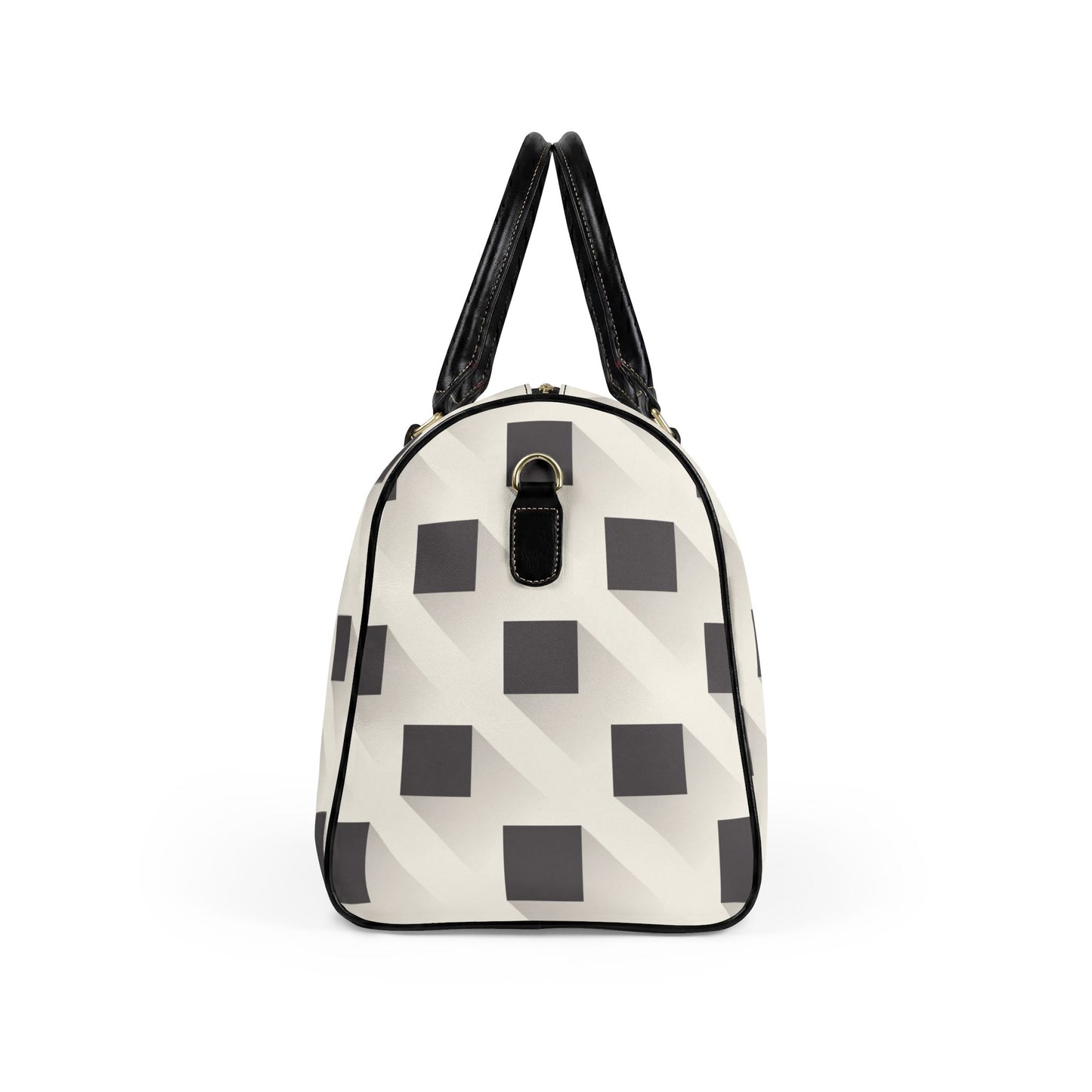 Geometric Monochrome Faux Leather Travel Duffel Bag