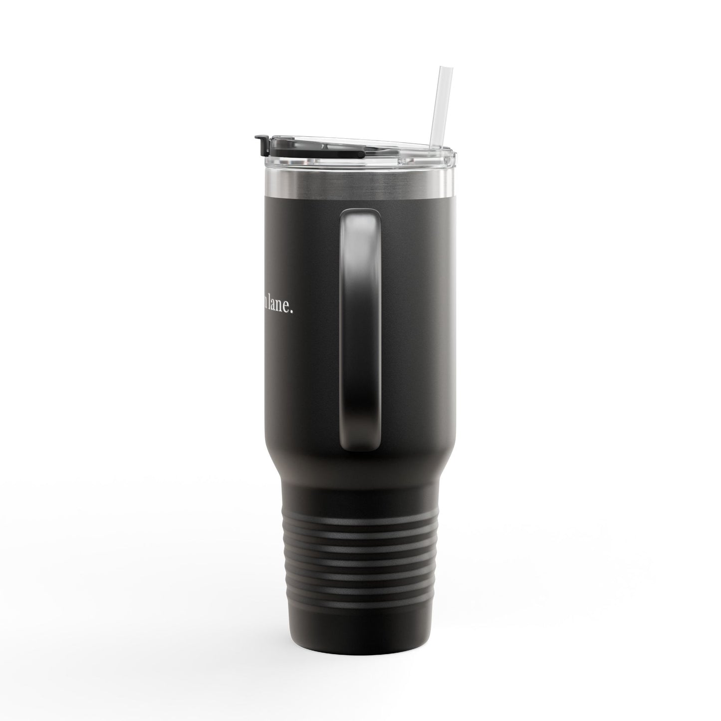 Insulated Travel Mug 40oz – 'in my own lane.' Red Stainless Tumbler with Straw & Handle