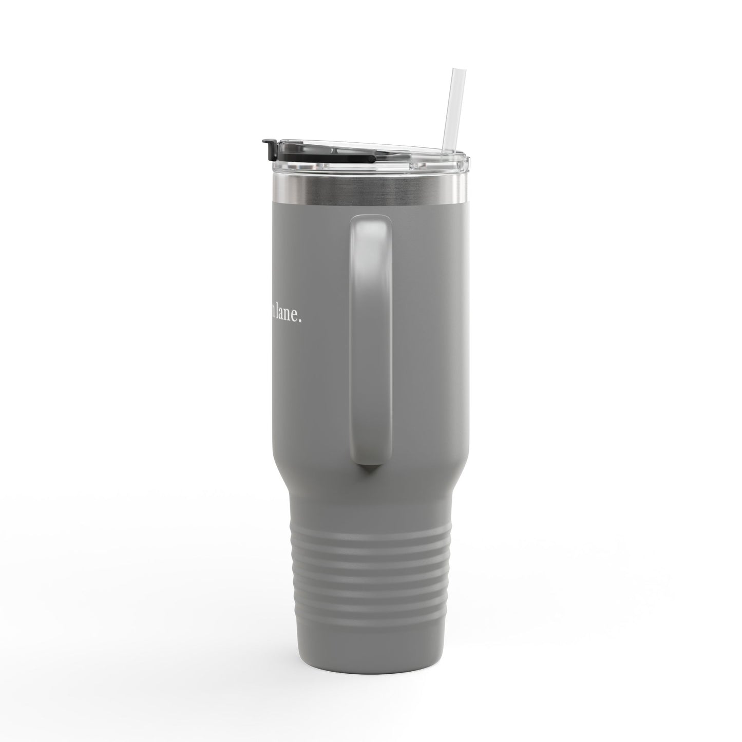 Insulated Travel Mug 40oz – 'in my own lane.' Red Stainless Tumbler with Straw & Handle