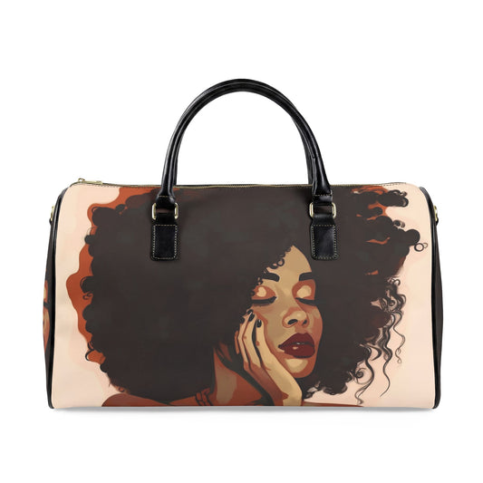 Afro Art Travel Bag | Vegan Leather Weekender Duffel with Statement Print (Carry-On, Gym, Overnight Bag)