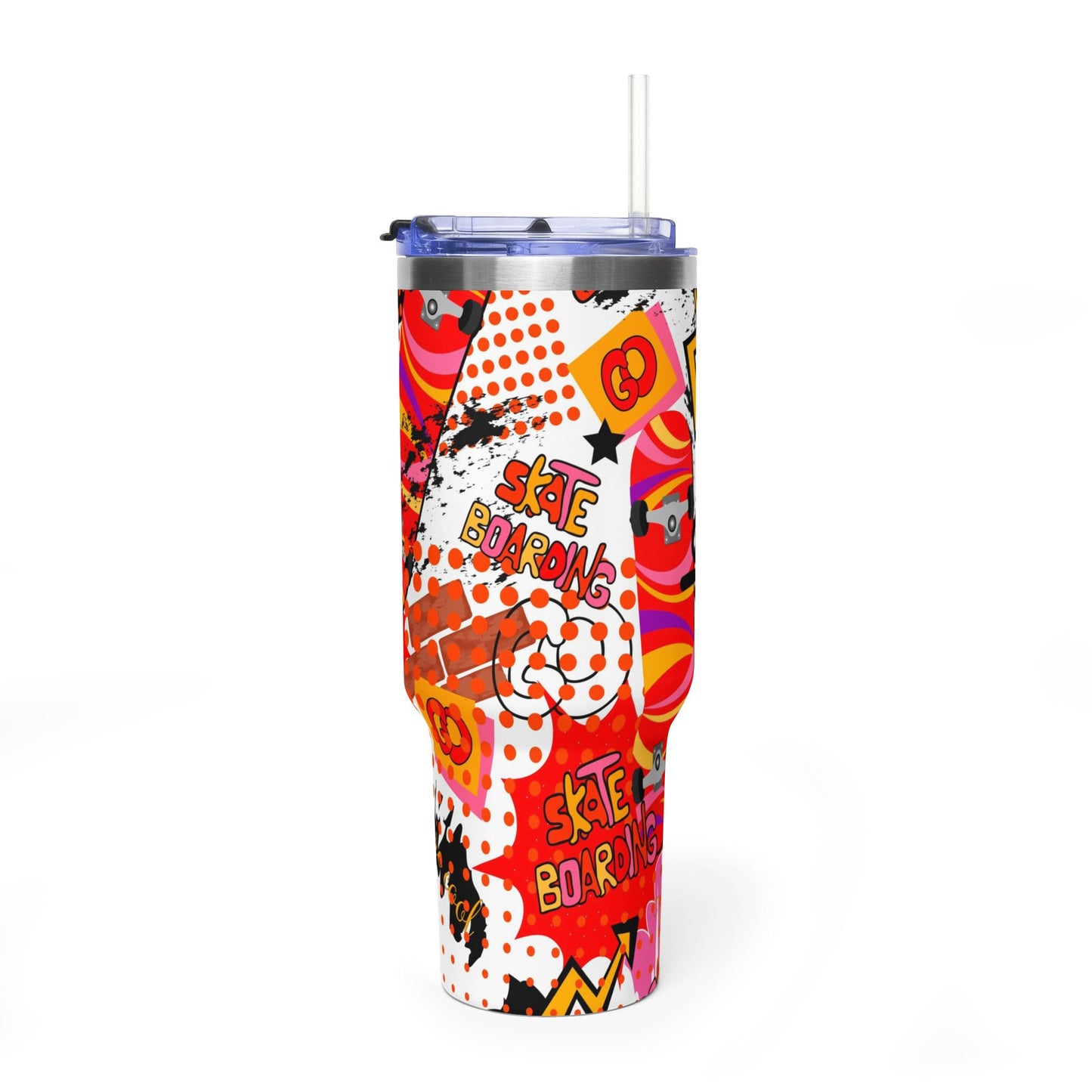 40 oz Stainless Steel Tumbler with Straw & Handle