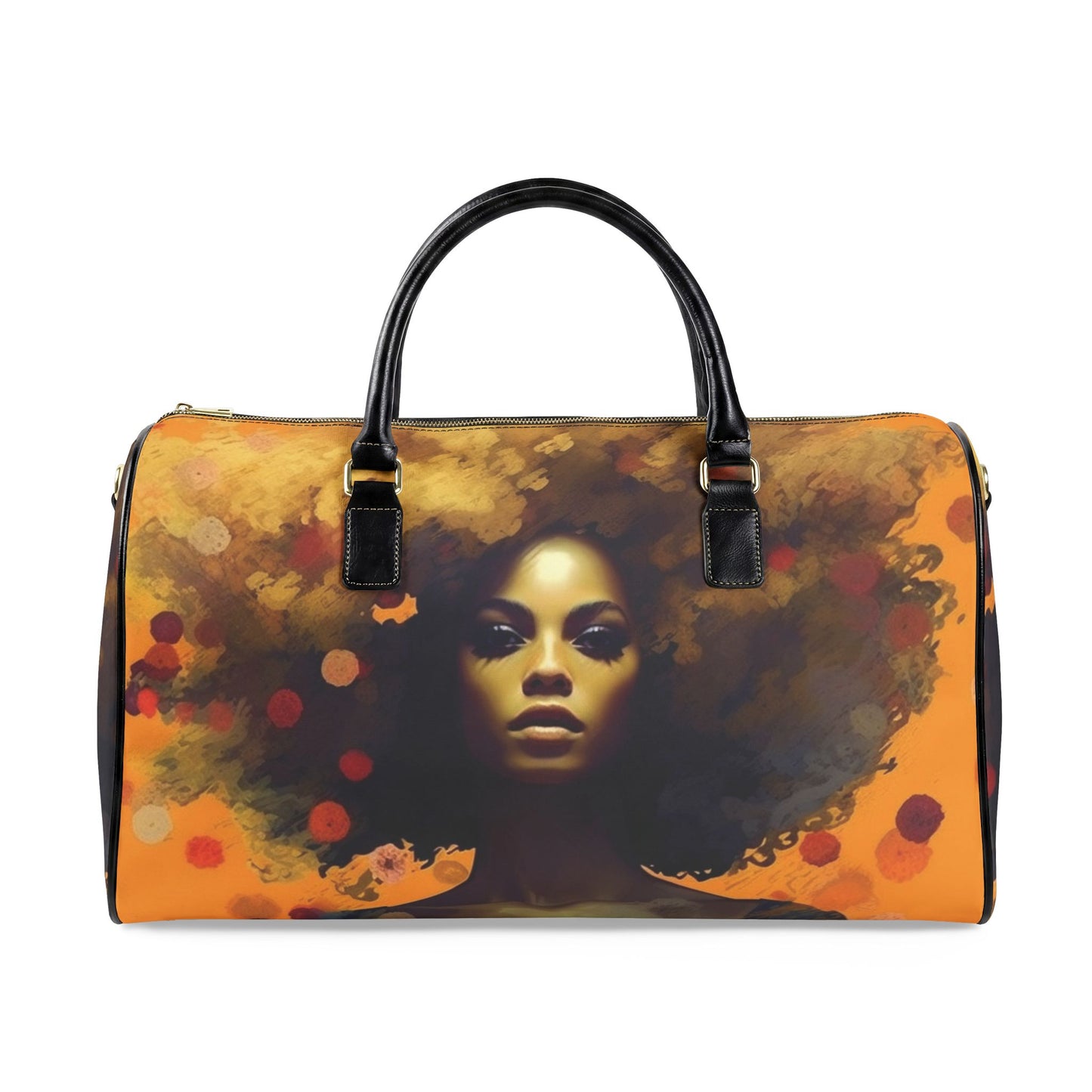 Afro Art Travel Bag | Vegan Leather Weekender Duffel with Statement Print (Carry-On, Gym, Overnight Bag)